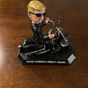 Black Motorcycle Trumpinator Figurine. Make America Great Again.
